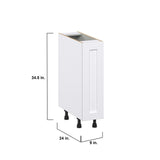 Hugo&Borg Rosemont 9-in W x 34.5-in H x 25-in D Glacier White 1-Drawer Pull-out Cabinet Base Fully Assembled Cabinet (Recessed Panel Style)