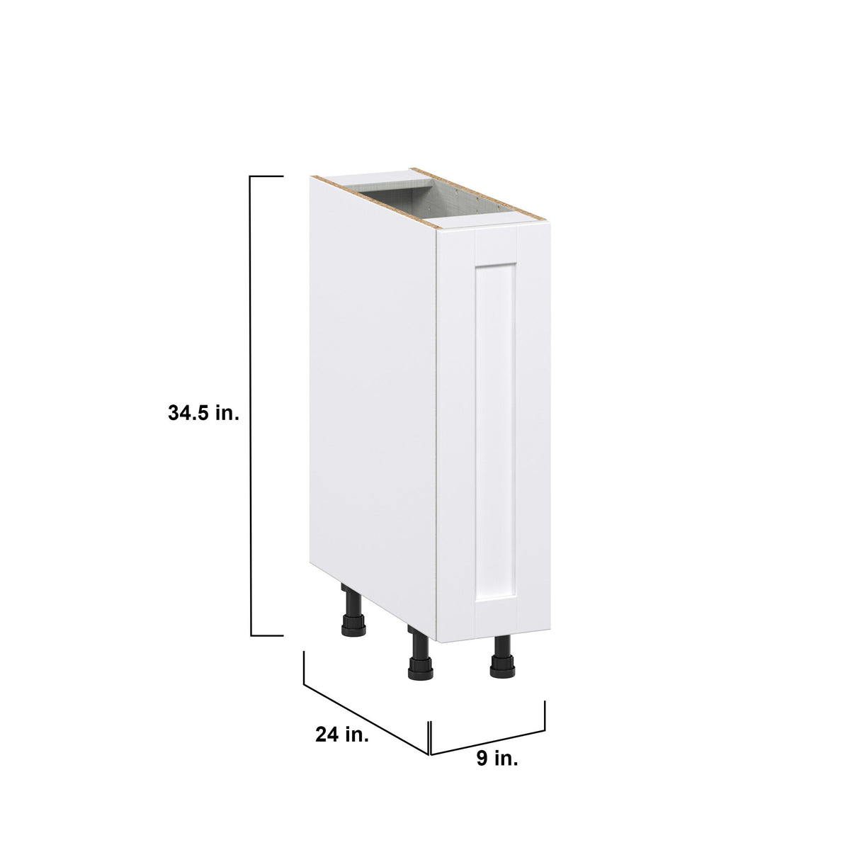 Hugo&Borg Rosemont 9-in W x 34.5-in H x 25-in D Glacier White 1-Drawer Pull-out Cabinet Base Fully Assembled Cabinet (Recessed Panel Style)