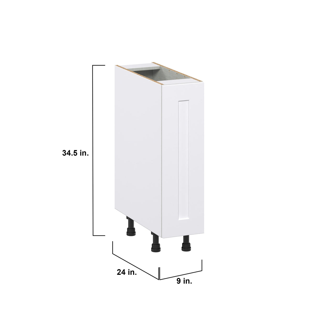 Hugo&Borg Jolie 9-in W x 34.5-in H x 25-in D Warm White 1-Drawer Pull-out Cabinet Base Fully Assembled Cabinet (Recessed Panel Style)
