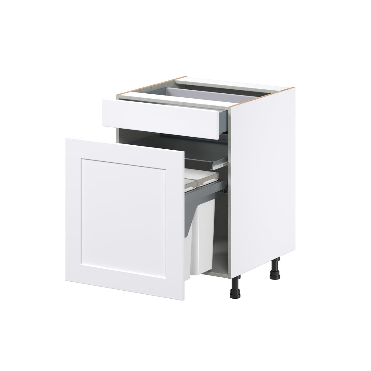 Hugo&Borg Jolie 24-in W x 34.5-in H x 24-in D Warm White 2-Drawers Pull-out Cabinet Base Fully Assembled Cabinet (Recessed Panel Style)
