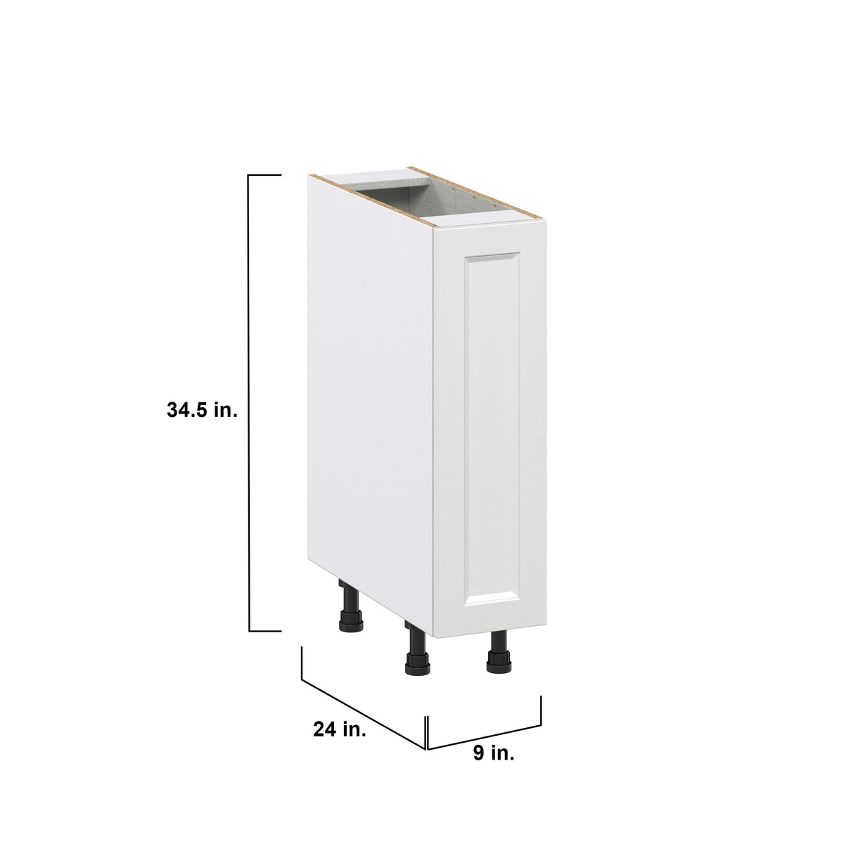 Hugo&Borg Riviera 9-in W x 34.5-in H x 25-in D Bright White 1-Drawer Pull-out Cabinet Base Fully Assembled Cabinet (Recessed Panel Style)