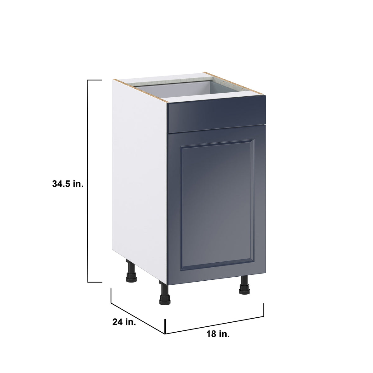 Hugo&Borg Lorette 18-in W x 34.5-in H x 24-in D Navy Blue 2-Drawers Pull-out Cabinet Base Fully Assembled Cabinet (Recessed Panel Style)