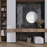 Apollo Tile Antiek Black 3-in x 8-in Glossy Ceramic Brick Patterned Floor and Wall Tile (5.38-sq. ft/ Carton)