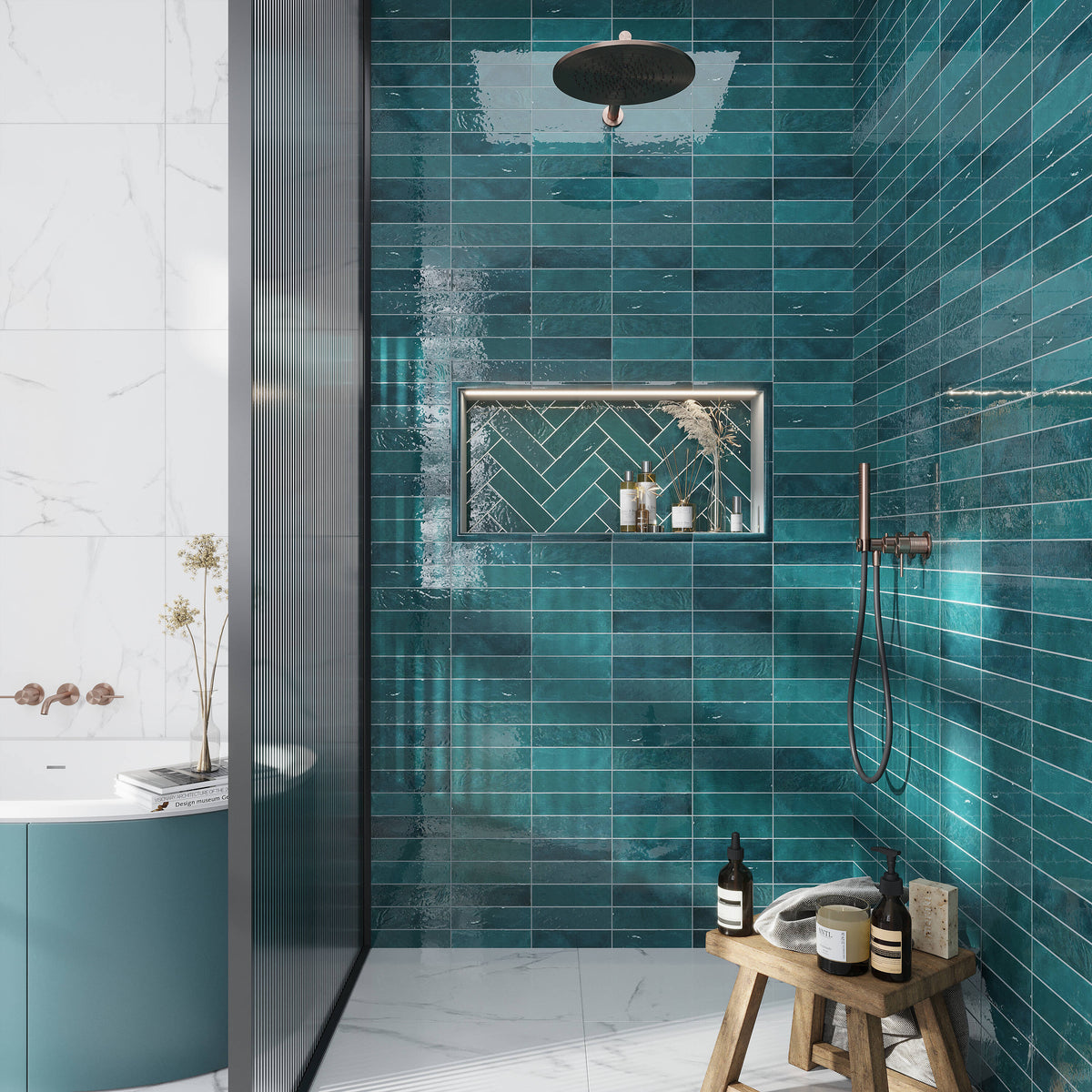 Apollo Tile Duchess Green 2-1/2-in x 8-in Glossy Ceramic Subway Wall Tile (5.38-sq. ft/ Carton)