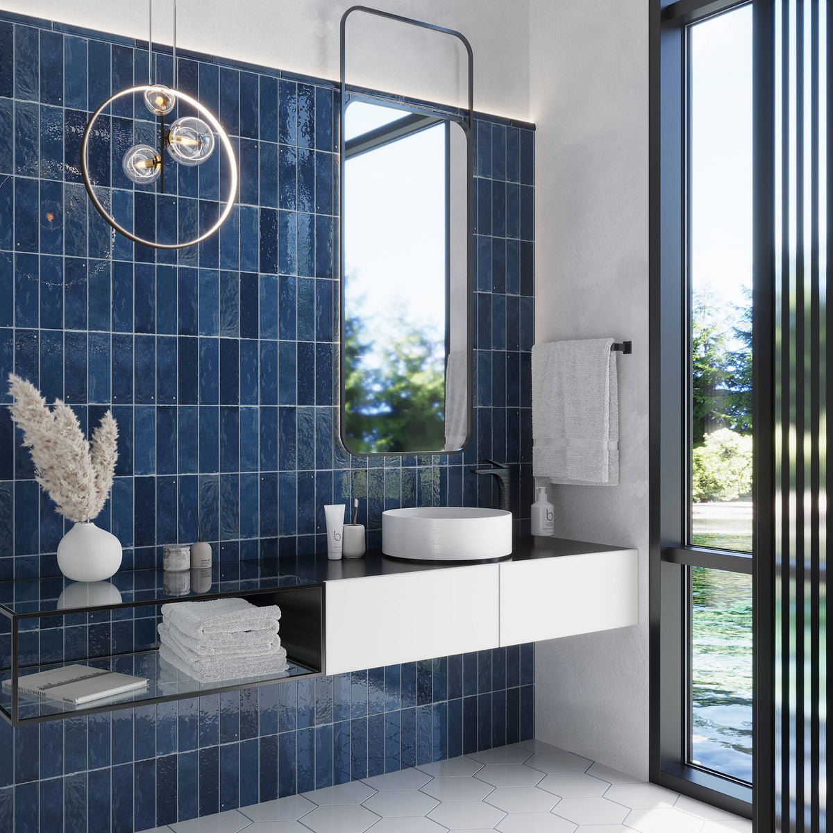 Apollo Tile 10-Pack Blue 1-in x 8-in Ceramic Bullnose Tile (0.556-sq. ft/ Carton)