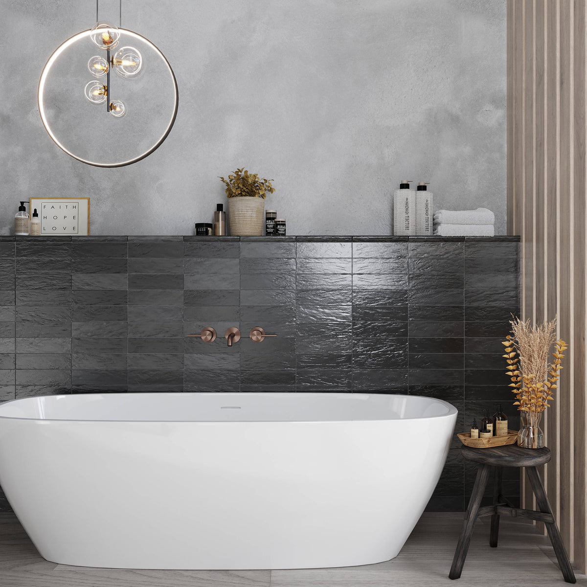 Apollo Tile 10-Pack Black 1/2-in x 8-in Ceramic Bullnose Tile (0.667-sq. ft/ Carton)