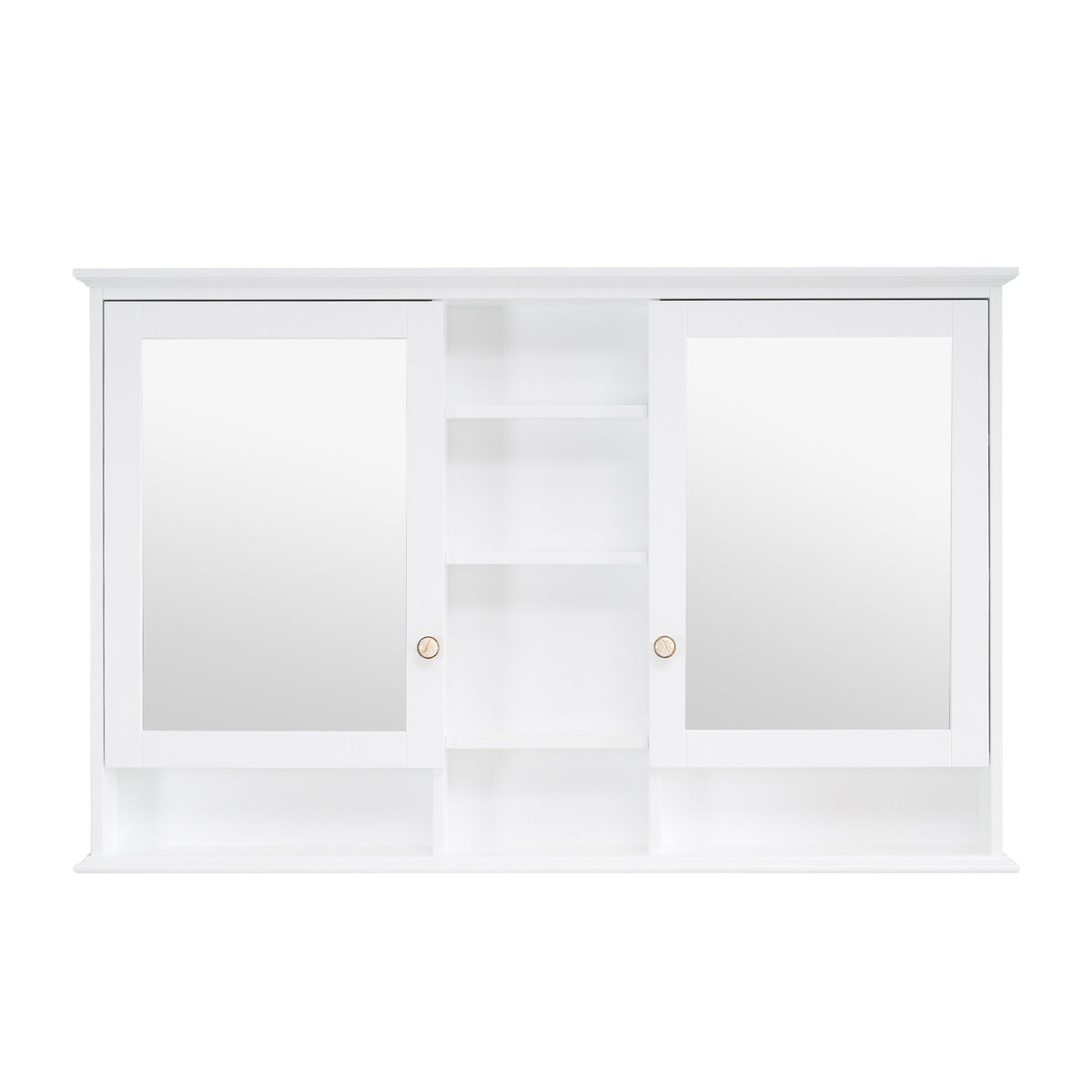 WELLFOR ART Solid Wood 55-in x 35-in Surface Mount White Mirrored Soft Close Medicine Cabinet