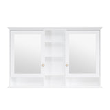WELLFOR ART Solid Wood 55-in x 35-in Surface Mount White Mirrored Soft Close Medicine Cabinet