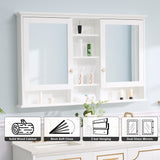 WELLFOR ART Solid Wood 55-in x 35-in Surface Mount White Mirrored Soft Close Medicine Cabinet