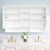 WELLFOR ART Solid Wood 55-in x 35-in Surface Mount White Mirrored Soft Close Medicine Cabinet