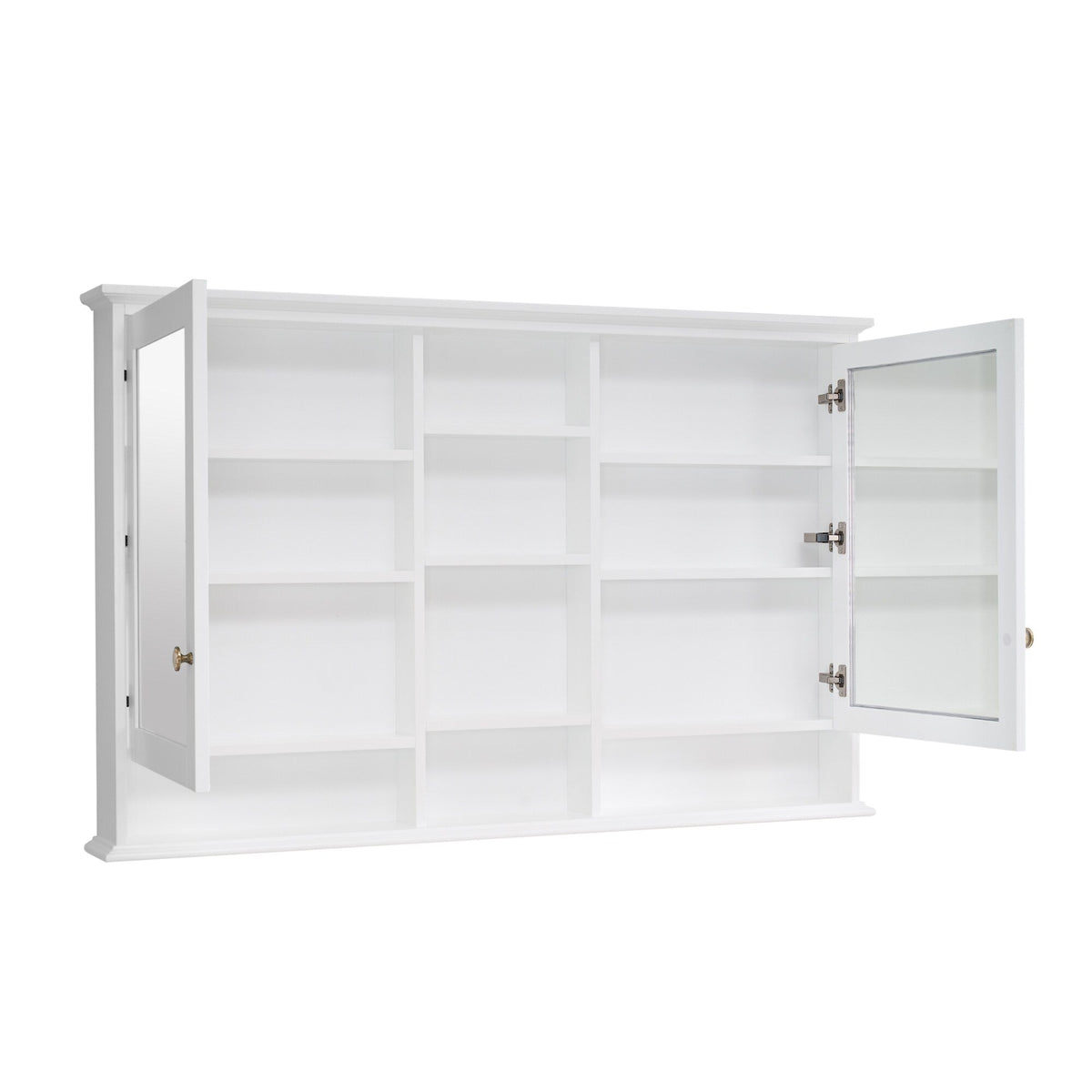 WELLFOR ART Solid Wood 55-in x 35-in Surface Mount White Mirrored Soft Close Medicine Cabinet
