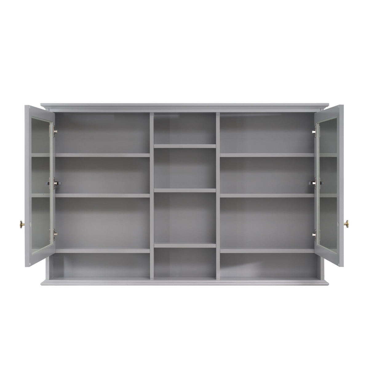 WELLFOR ART Solid Wood 55-in x 35-in Surface Mount Gray Mirrored Soft Close Medicine Cabinet
