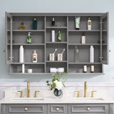 WELLFOR ART Solid Wood 55-in x 35-in Surface Mount Gray Mirrored Soft Close Medicine Cabinet