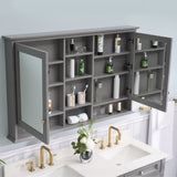 WELLFOR ART Solid Wood 55-in x 35-in Surface Mount Gray Mirrored Soft Close Medicine Cabinet