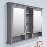 WELLFOR ART Solid Wood 55-in x 35-in Surface Mount Gray Mirrored Soft Close Medicine Cabinet