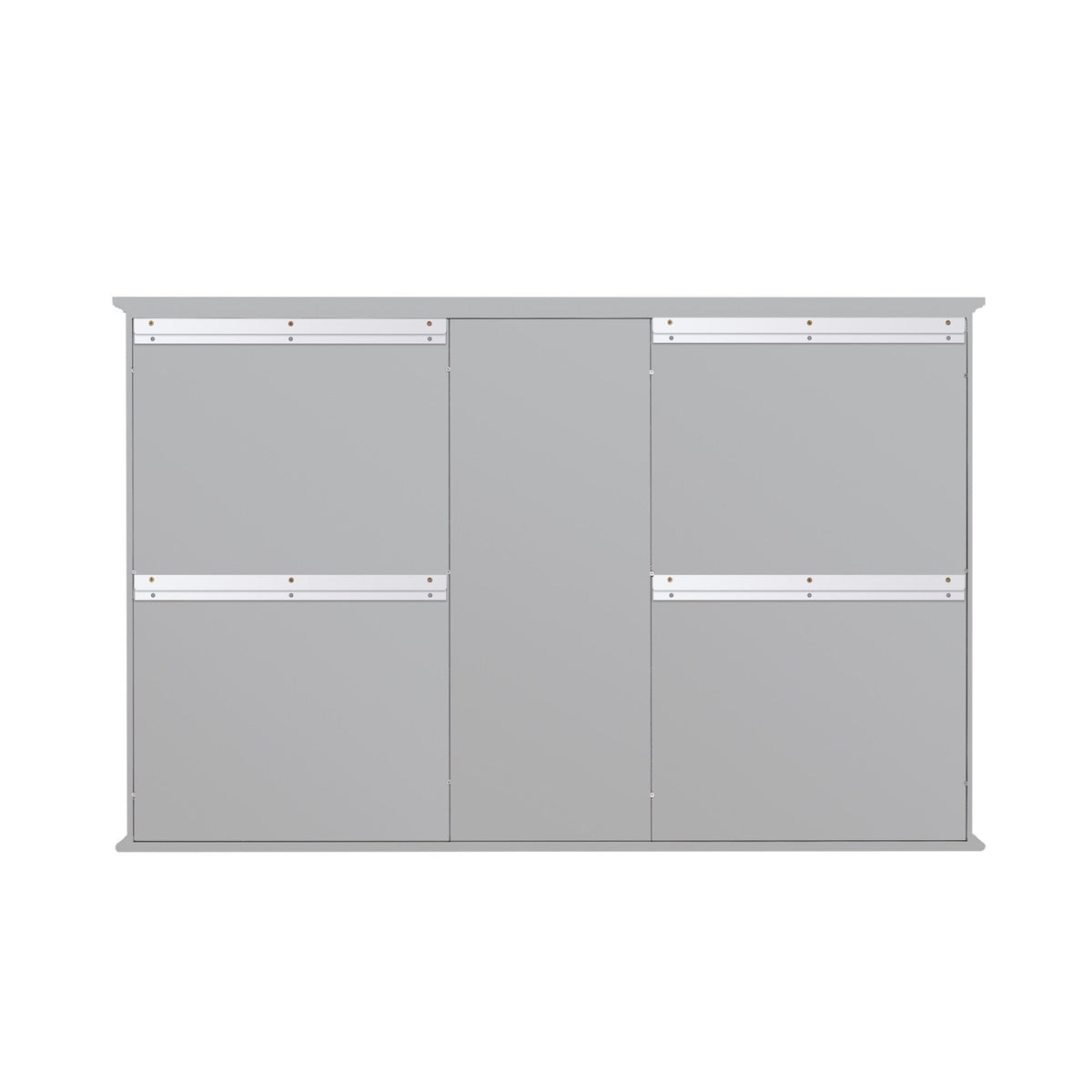 WELLFOR ART Solid Wood 55-in x 35-in Surface Mount Gray Mirrored Soft Close Medicine Cabinet