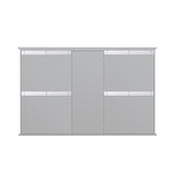 WELLFOR ART Solid Wood 55-in x 35-in Surface Mount Gray Mirrored Soft Close Medicine Cabinet