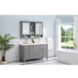 WELLFOR ART Solid Wood 55-in x 35-in Surface Mount Gray Mirrored Soft Close Medicine Cabinet