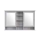 WELLFOR ART Solid Wood 55-in x 35-in Surface Mount Gray Mirrored Soft Close Medicine Cabinet