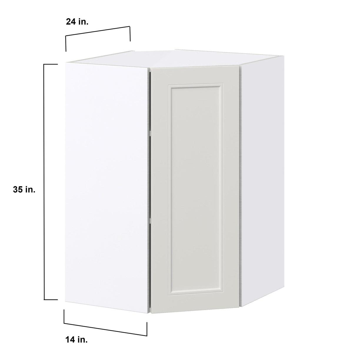 Hugo&Borg Belcourt 24-in W x 35-in H x 14-in D Gray Painted Diagonal Corner Wall Fully Assembled Cabinet (Recessed Panel Shaker Style)