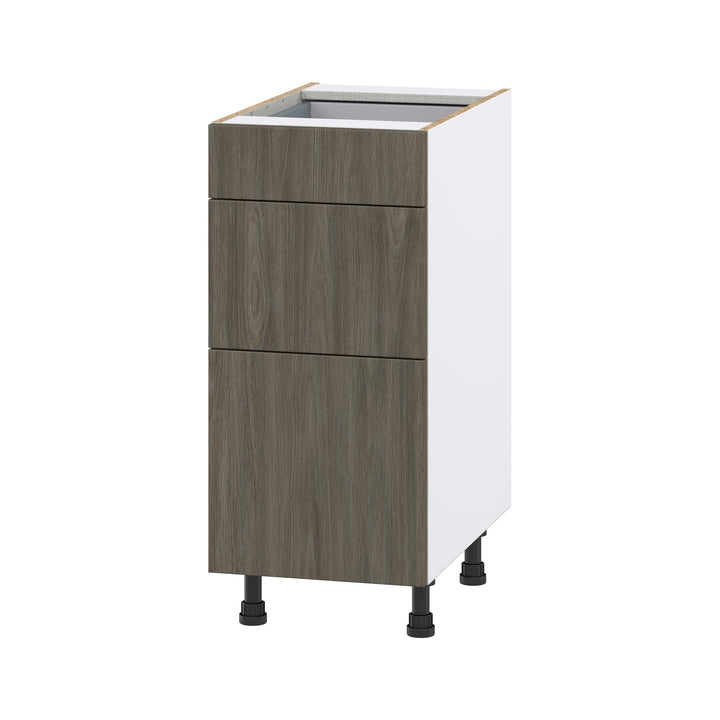 Hugo&Borg Savane 15-in W x 34.5-in H x 24-in D Textmel 3-Drawer Base Fully Assembled Cabinet (Flat Panel Style)