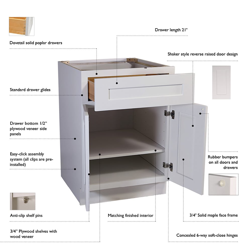 Design House Brookings 18-in W x 24-in H x 12-in D White Maple Wall Ready To Assemble Plywood Cabinet (Recessed Panel Shaker Door Style)