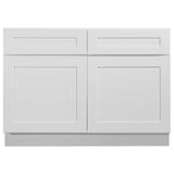 Design House Brookings 48-in W x 34.5-in H x 24-in D White Maple 2-Drawers Base Ready To Assemble Plywood Cabinet (Recessed Panel Shaker Style)
