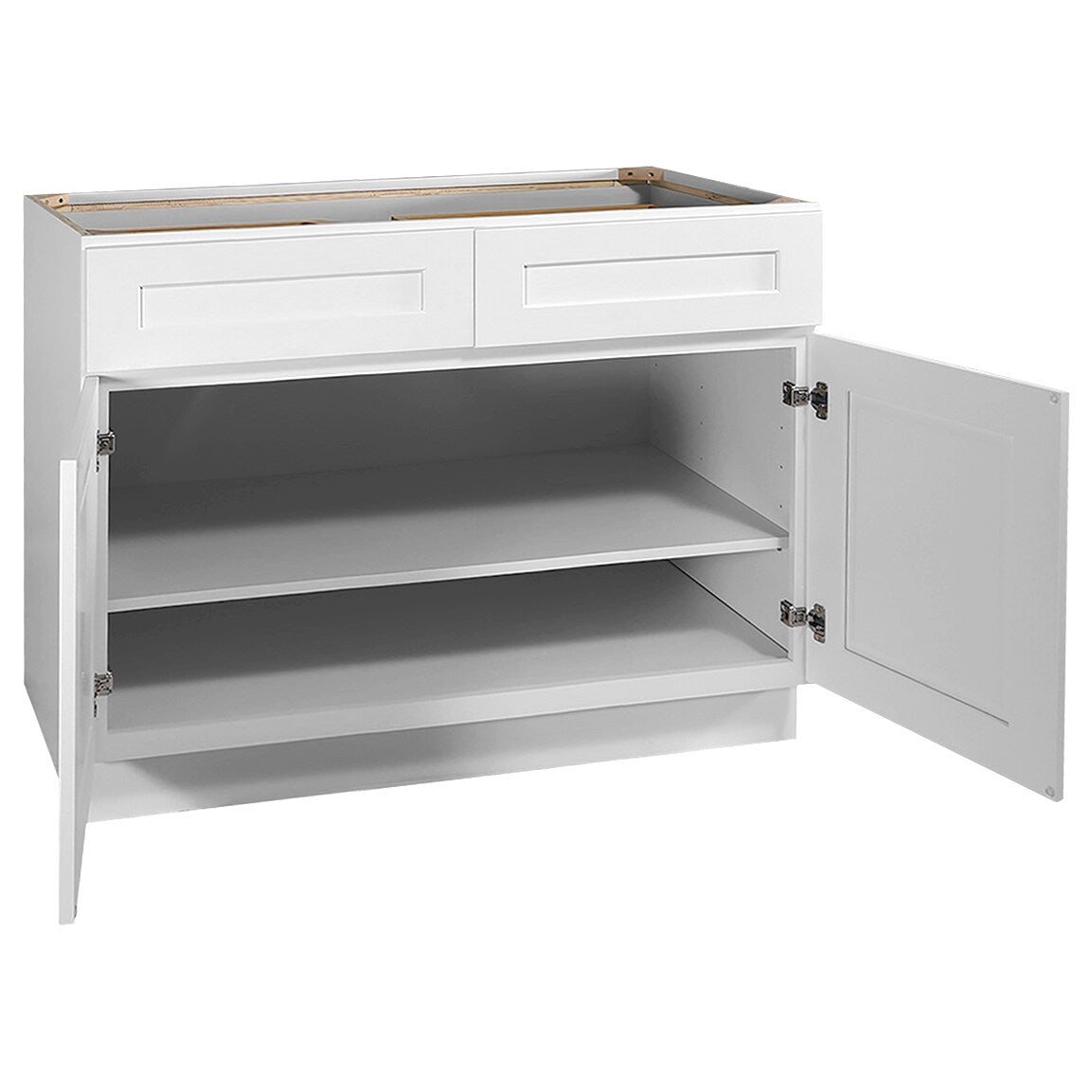Design House Brookings 48-in W x 34.5-in H x 24-in D White Maple 2-Drawers Base Fully Assembled Plywood Cabinet (Recessed Panel Shaker Style)