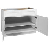 Design House Brookings 48-in W x 34.5-in H x 24-in D White Maple 2-Drawers Base Ready To Assemble Plywood Cabinet (Recessed Panel Shaker Style)