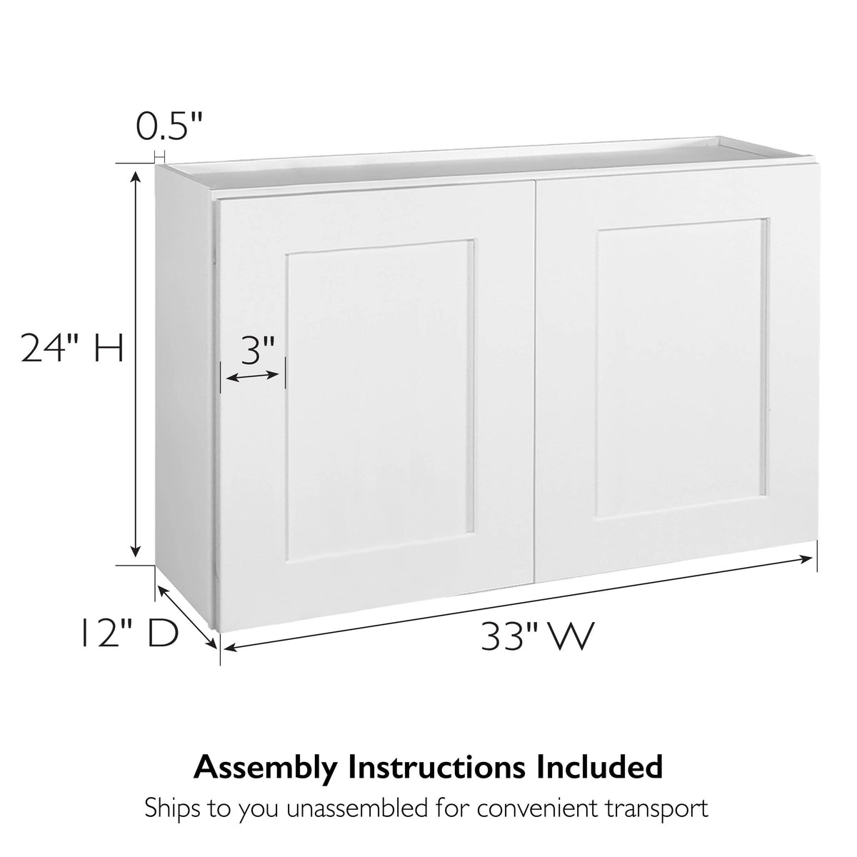 Design House Brookings 33-in W x 24-in H x 12-in D White Maple Wall Ready To Assemble Plywood Cabinet (Recessed Panel Shaker Door Style)