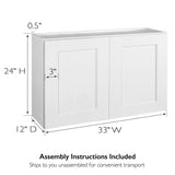 Design House Brookings 33-in W x 24-in H x 12-in D White Maple Wall Ready To Assemble Plywood Cabinet (Recessed Panel Shaker Door Style)