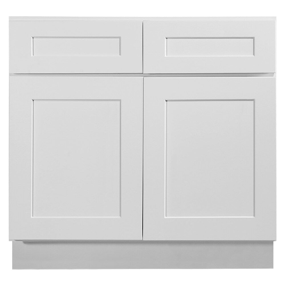 Design House Brookings 36-in W x 34.5-in H x 24-in D White Maple 2-Drawers Base Ready To Assemble Plywood Cabinet (Recessed Panel Shaker Style)