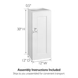 Design House Brookings 12-in W x 30-in H x 12-in D White Maple Wall Ready To Assemble Plywood Cabinet (Recessed Panel Shaker Door Style)