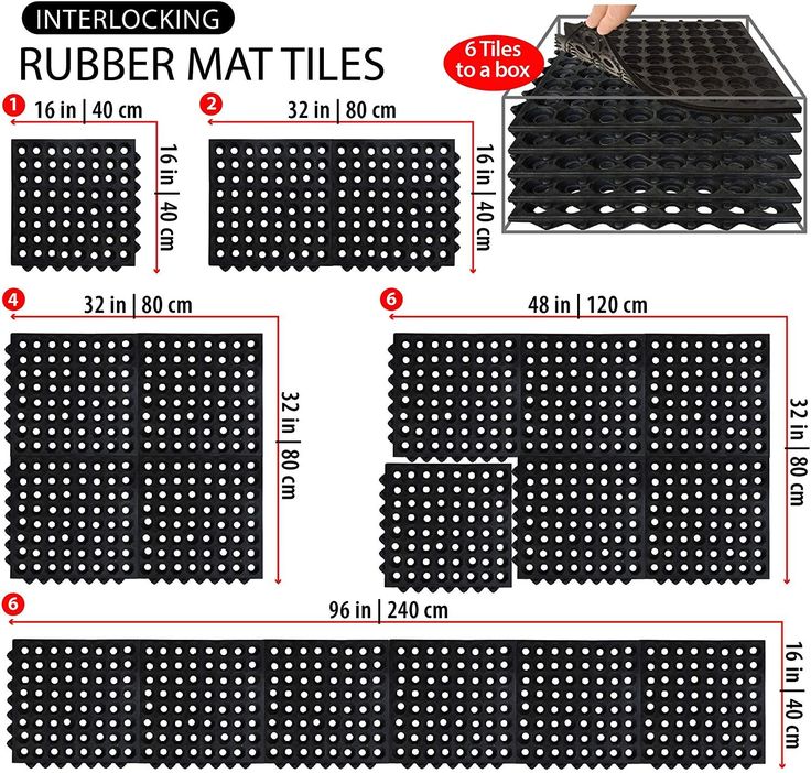 SafetyCare Interlocking Rubber Mat Tiles - 6 Tiles
