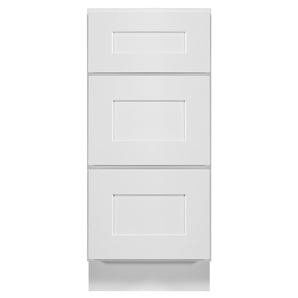 Design House Brookings 15-in W x 34.5-in H x 24-in D White Maple 3-Drawer Base Ready To Assemble Plywood Cabinet (Recessed Panel Style)