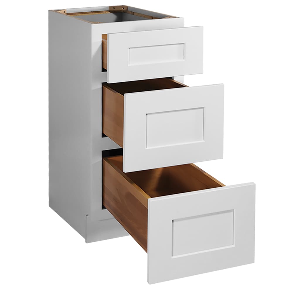Design House Brookings 15-in W x 34.5-in H x 24-in D White Maple 3-Drawer Base Ready To Assemble Plywood Cabinet (Recessed Panel Style)