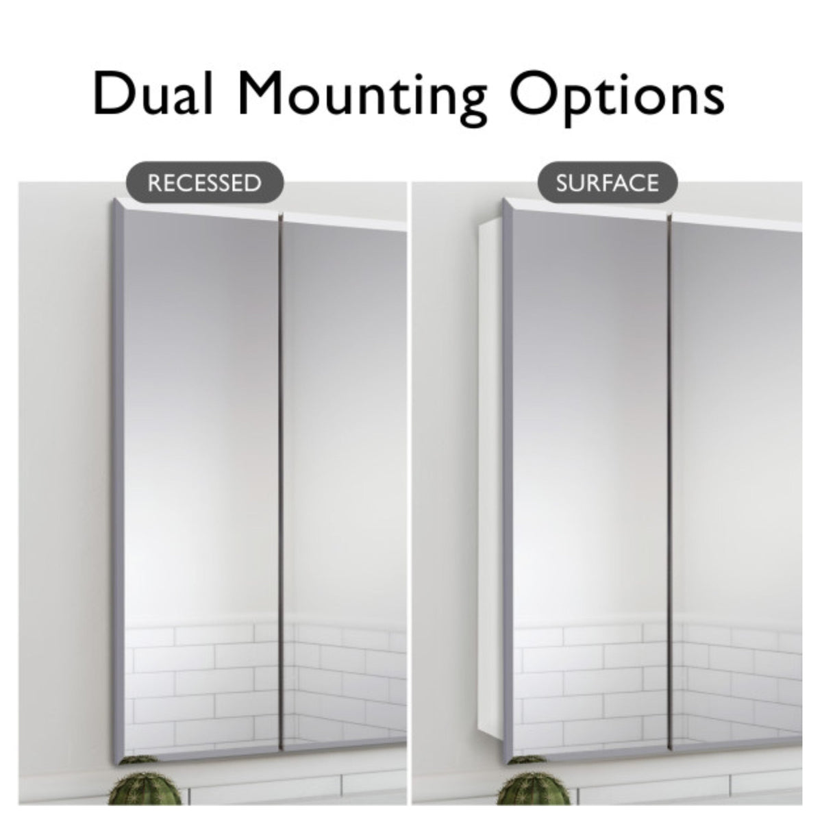 Design House Cyprus 25.1-in x 24.5-in Surface/Recessed Mount Clear Mirrored Medicine Cabinet