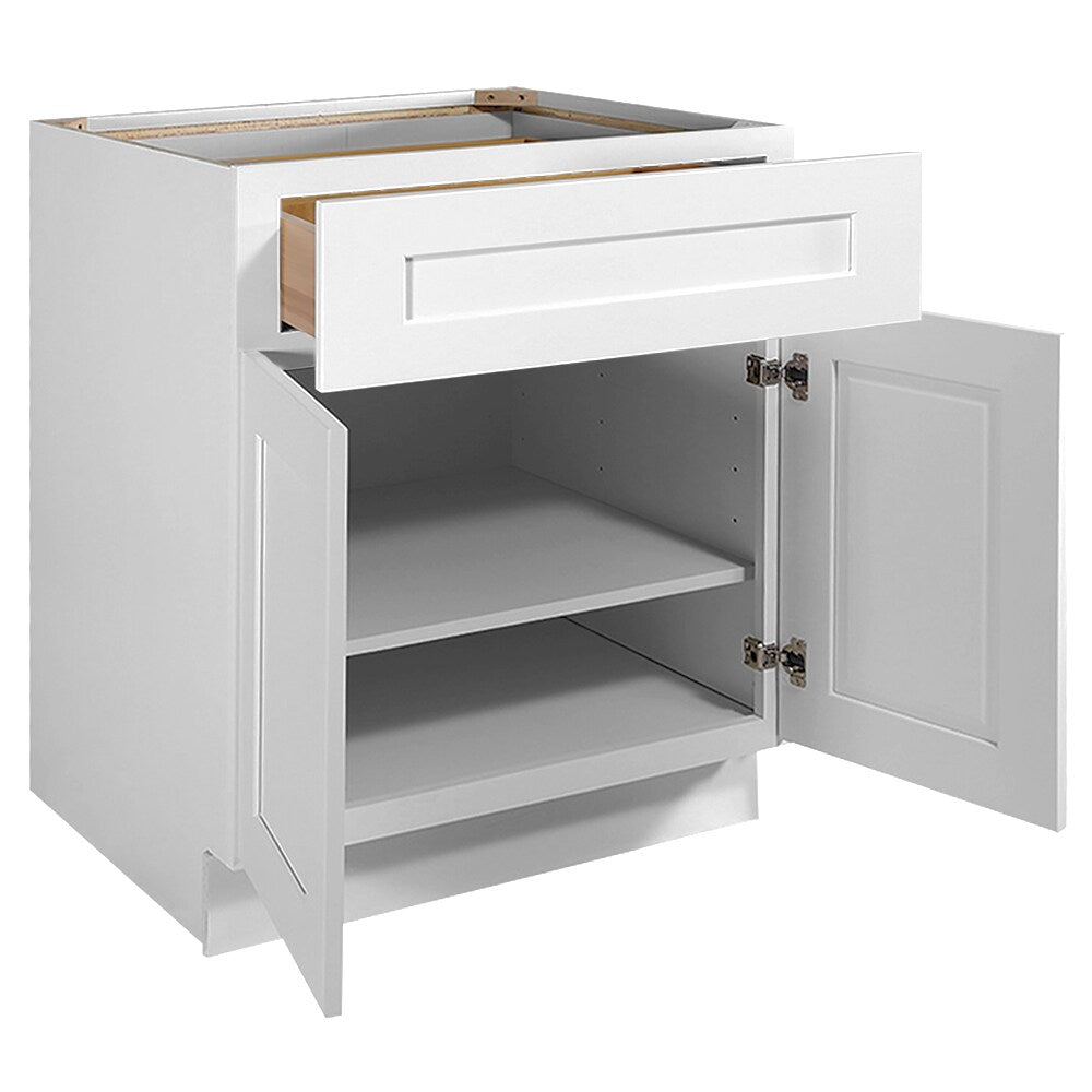 Design House Brookings 30-in W x 34.5-in H x 24-in D White Maple Lazy Susan 1-Drawer Base Fully Assembled Plywood Cabinet (Recessed Panel Shaker Style)