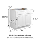 Design House Brookings 33-in W x 34.5-in H x 24-in D White Maple 1-Drawer Base Ready To Assemble Plywood Cabinet (Recessed Panel Shaker Style)