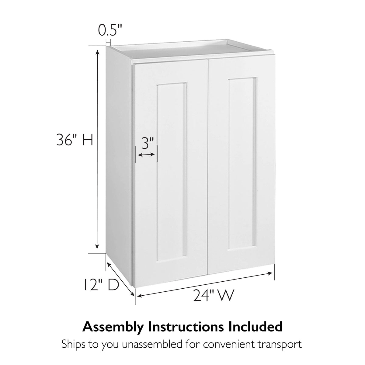 Design House Brookings 24-in W x 36-in H x 12-in D White Maple Wall Fully Assembled Plywood Cabinet (Recessed Panel Shaker Door Style)