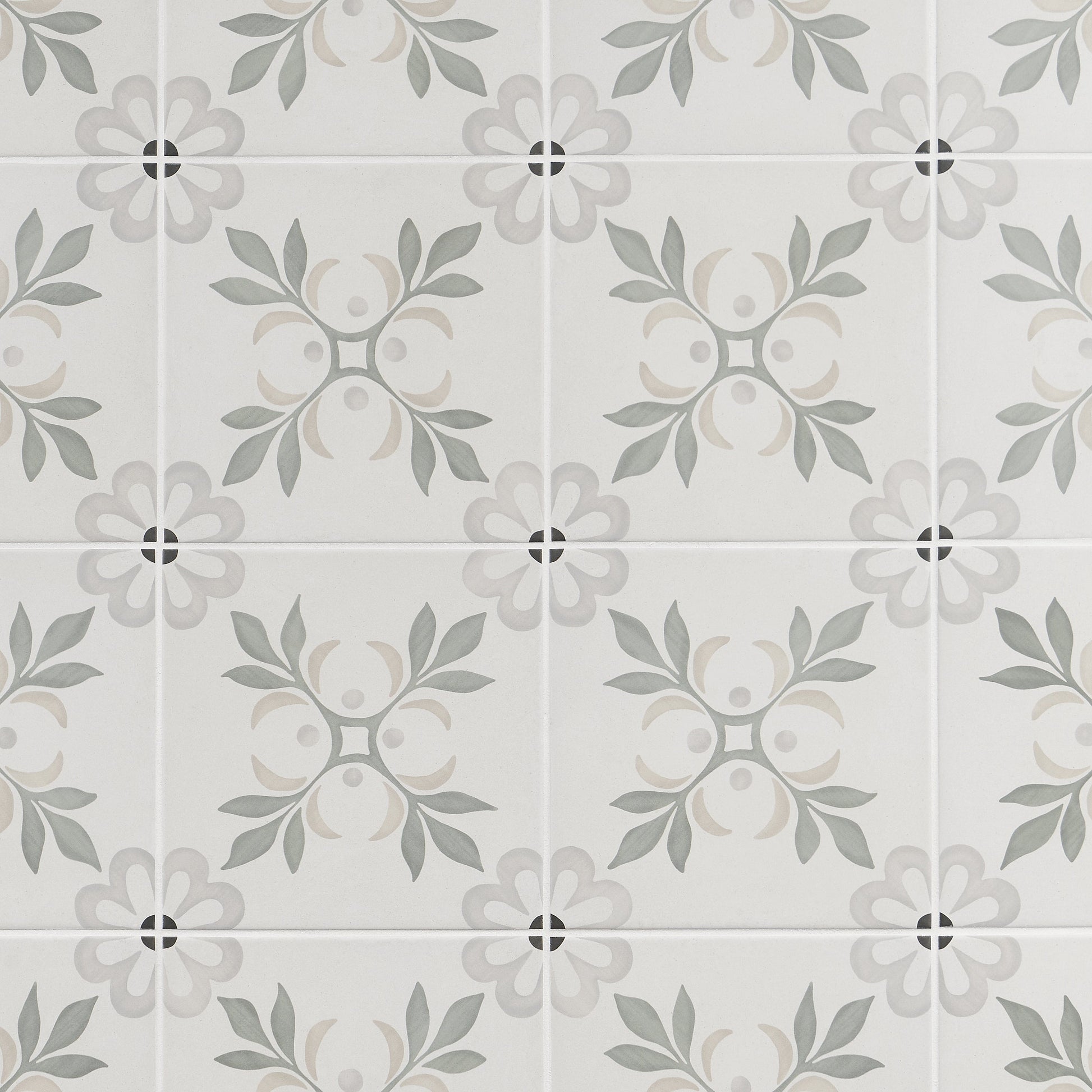 Artmore Tile Agave Blossom Green 8-in x 8-in Matte Porcelain Encaustic Floor and Wall Tile product image