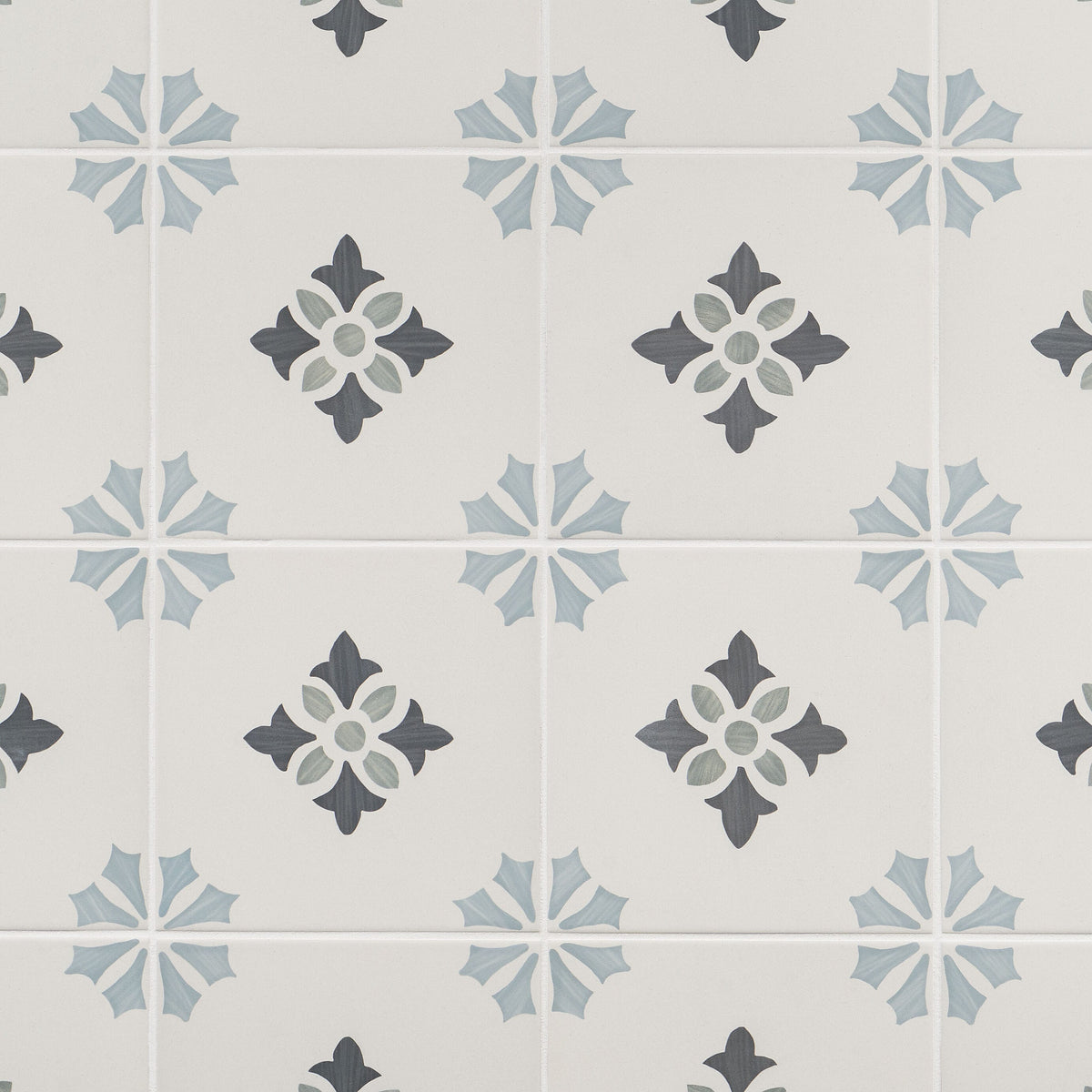 Artmore Tile Agave Poppy Blue 8-in x 8-in Matte Porcelain Encaustic Floor and Wall Tile product image