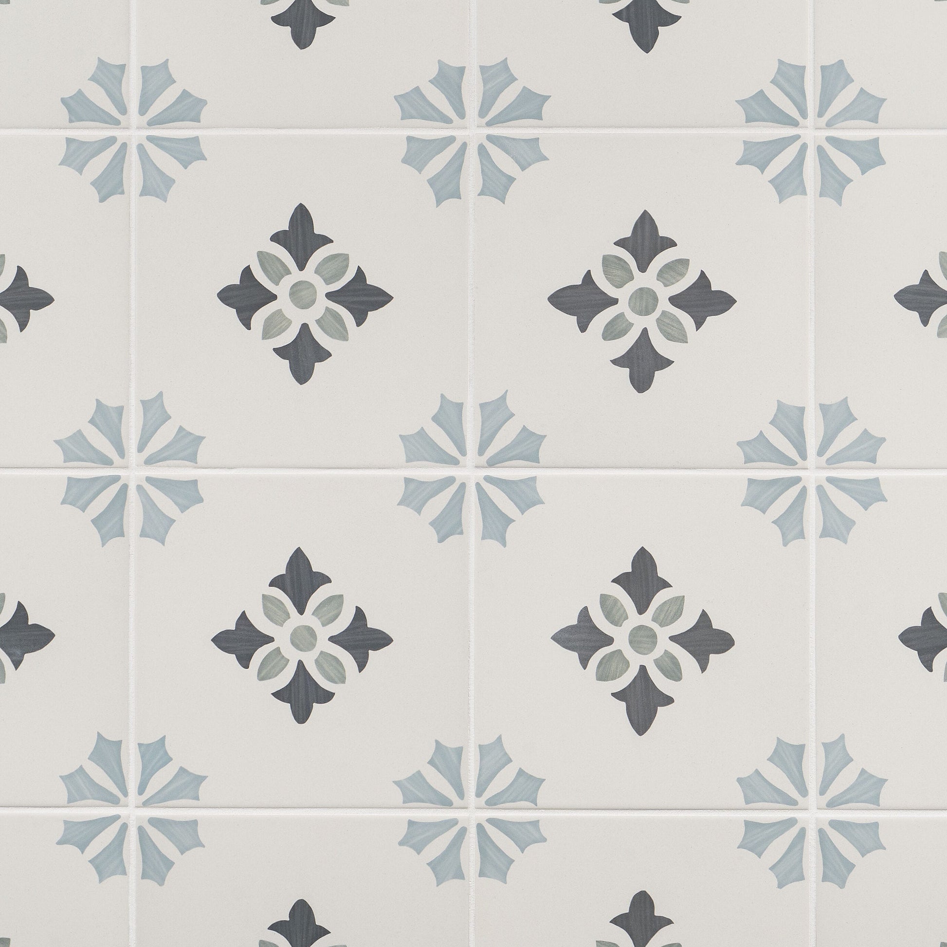 Artmore Tile Agave Poppy Blue 8-in x 8-in Matte Porcelain Encaustic Floor and Wall Tile product image