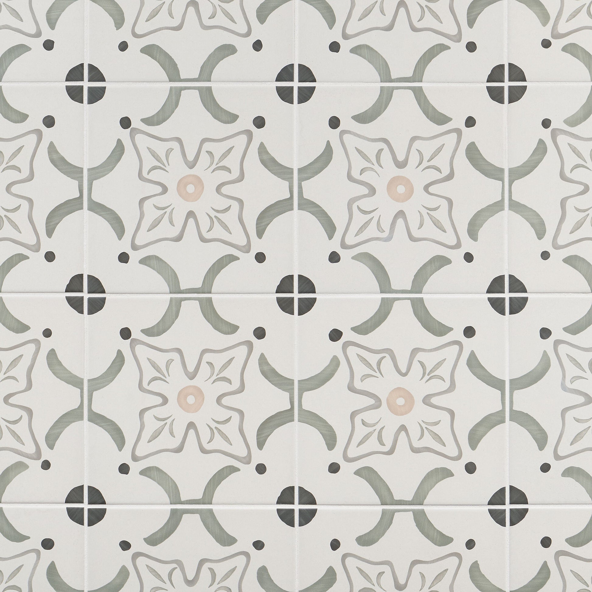 Artmore Tile Agave Flora Green 8-in x 8-in Matte Porcelain Encaustic Floor and Wall Tile product image