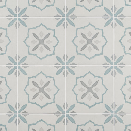 Artmore Tile Agave Stella Blue 8-in x 8-in Matte Porcelain Encaustic Floor and Wall Tile product image
