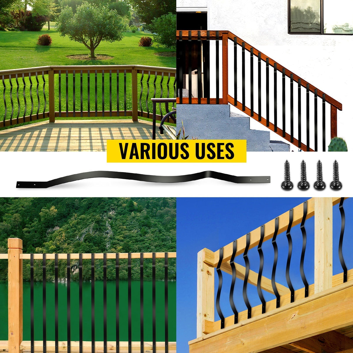 VEVOR Classic Composite Series 1-in x 1-in x 3-ft Iron Deck Post