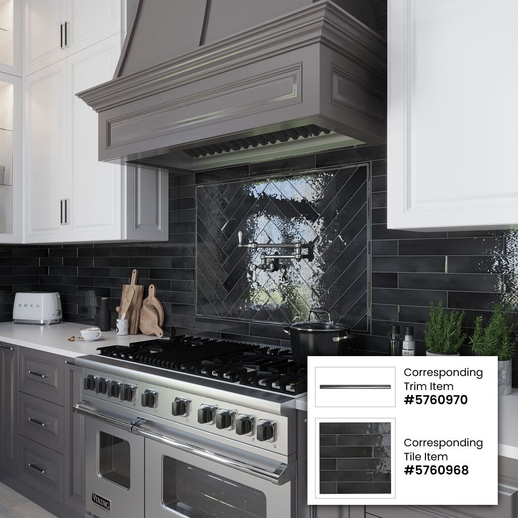 Apollo Tile Silken 10-Pack Black 1-in x 8-in Ceramic Pencil Tile (0.3-sq. ft/ Carton)