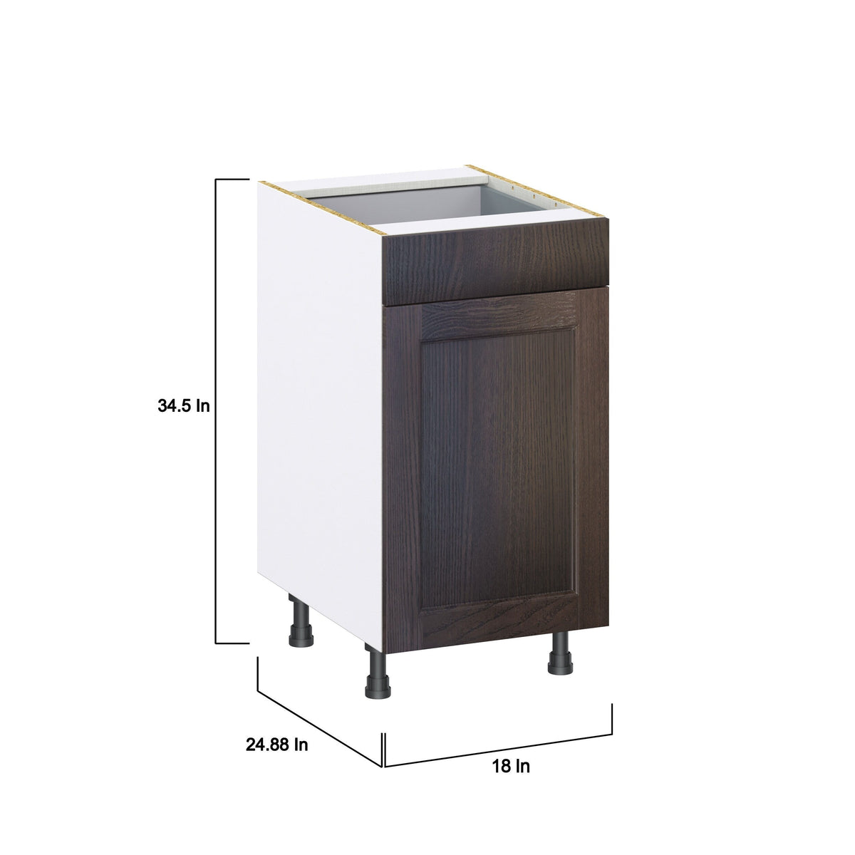 Hugo&Borg 18-in W x 34.5-in H x 24-in D Wood 1-Drawer Base Fully Assembled Cabinet (Recessed Panel Style)