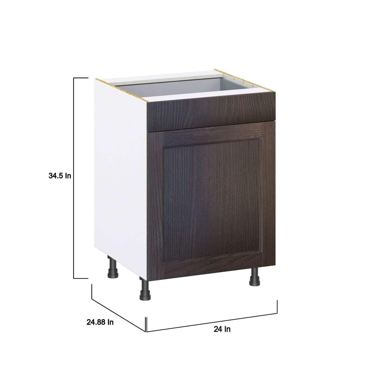 Hugo&Borg 24-in W x 34.5-in H x 24-in D Wood 1-Drawer Base Fully Assembled Cabinet (Recessed Panel Shaker Style)