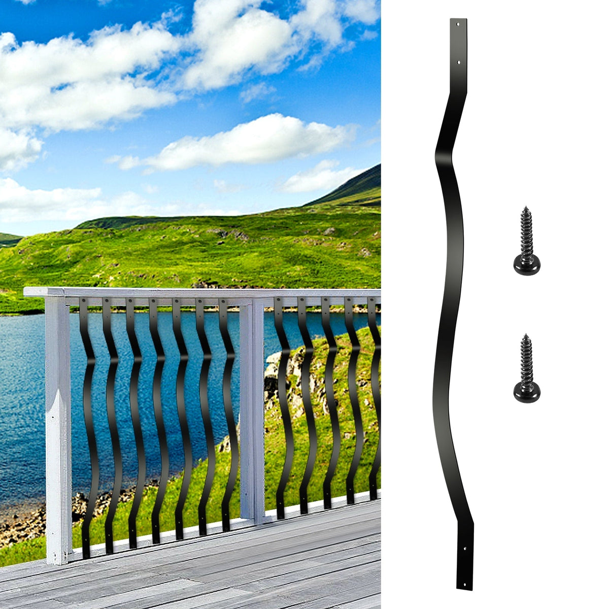 VEVOR 2-ft Black Aluminum Railing Panel (61-Pack)